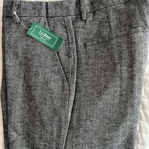 L.L. Bean Women's Black and White Herringbone Trousers